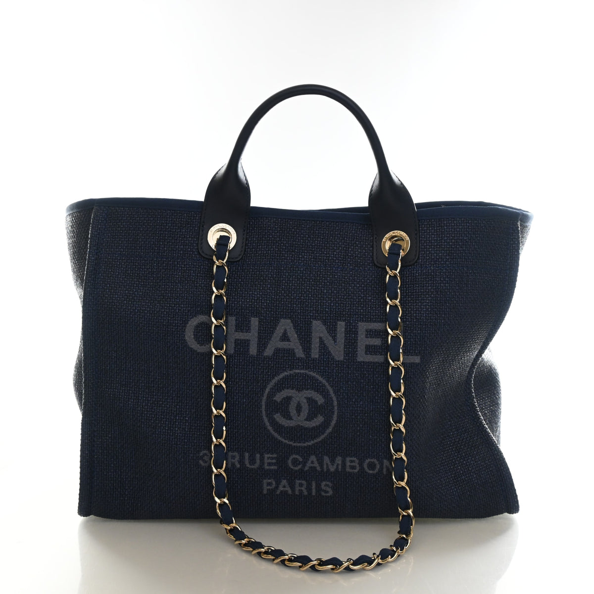 Pre-Owned Chanel Tote Medium Raffia Deauville, front view, authenticated at Luxe Du Jour