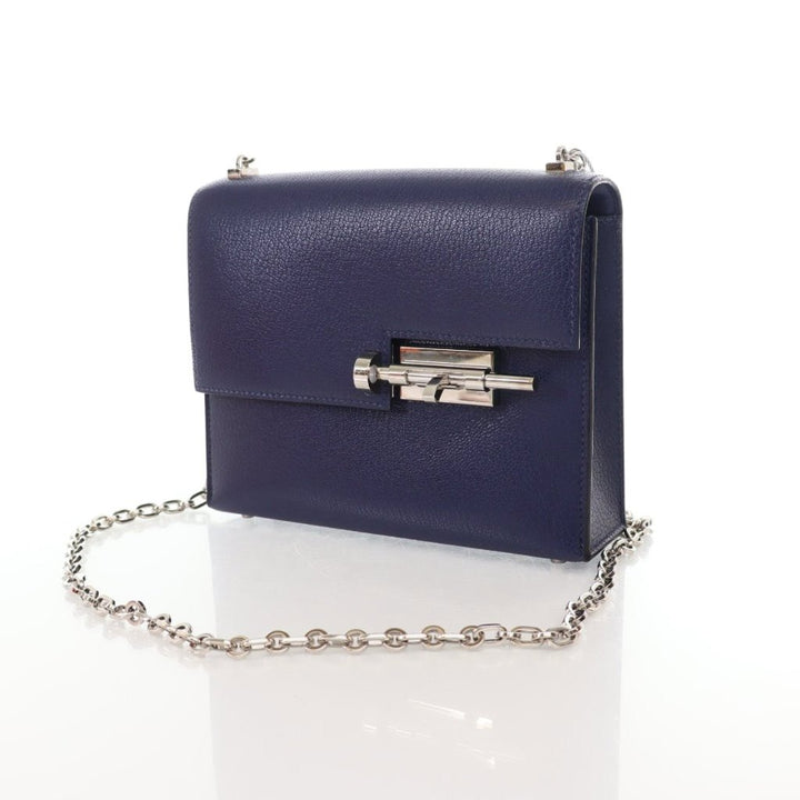 Hermes Bleu Saphir Chevre Mysore Verrou Chaine Mini