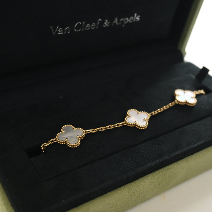 Van Cleef & Arpels Mother Of Pearl 5 Motif Vintage Alhambra Bracelet