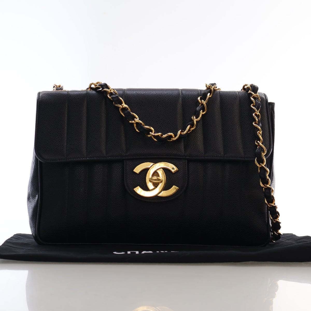 Chanel Vintage Jumbo Caviar Vertical Quilted Single Flap, photo 17 of 17