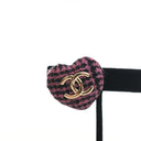 Chanel Tweed CC Heart Brooch