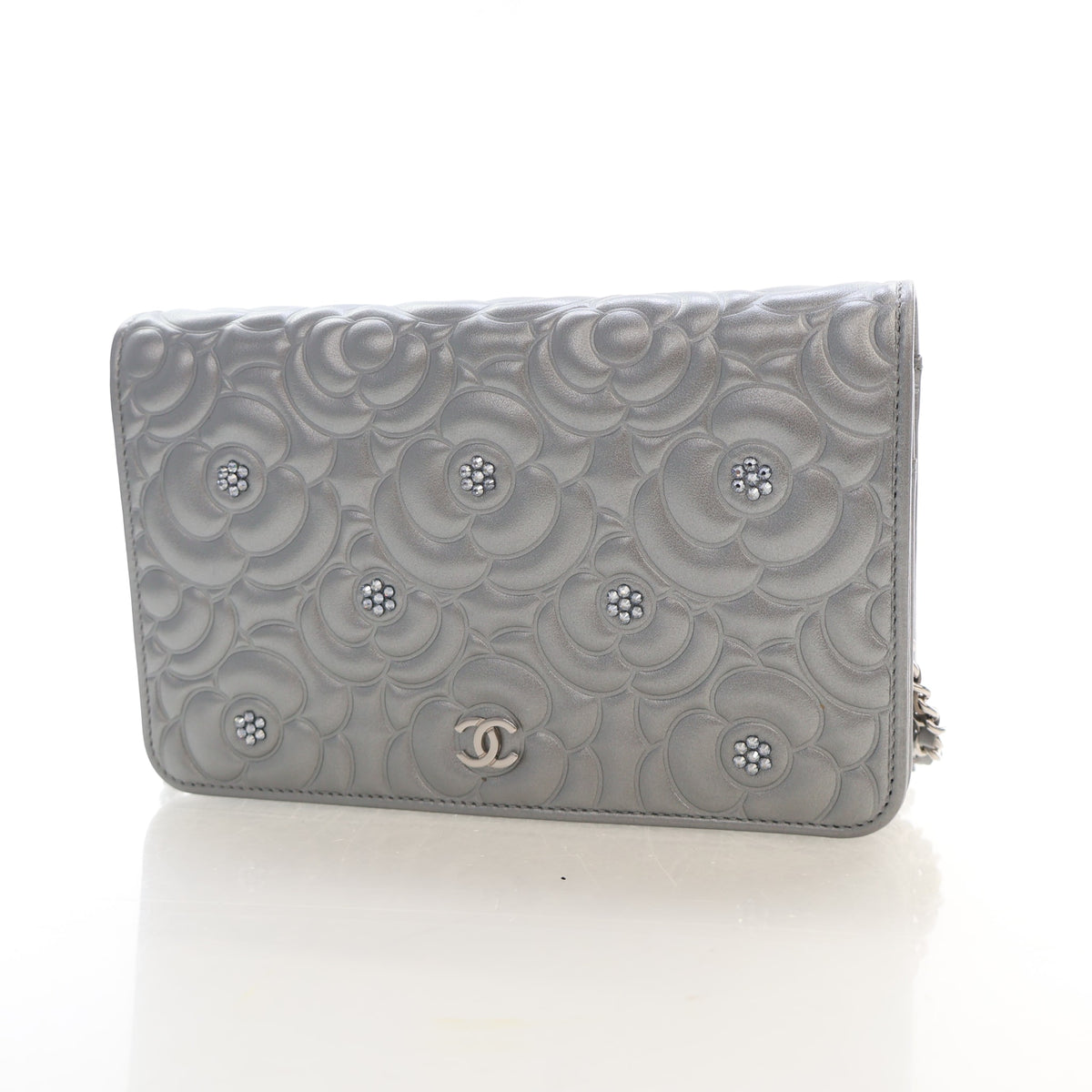 Chanel Studded Embossed Lambskin Camellia Wallet On Chain (WOC), photo 3 of 19