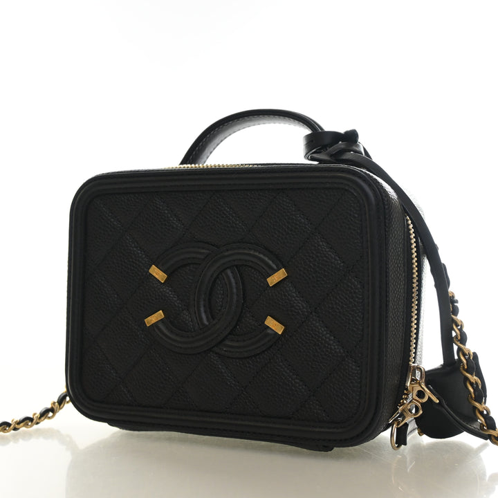Chanel Small Caviar Filigree Vanity Case