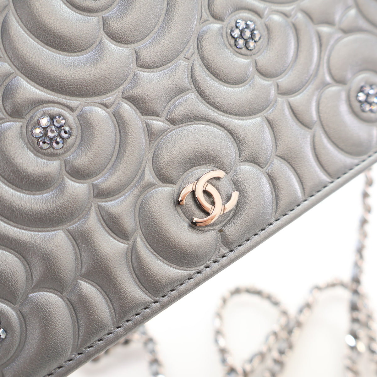Chanel Studded Embossed Lambskin Camellia Wallet On Chain (WOC), photo 4 of 19
