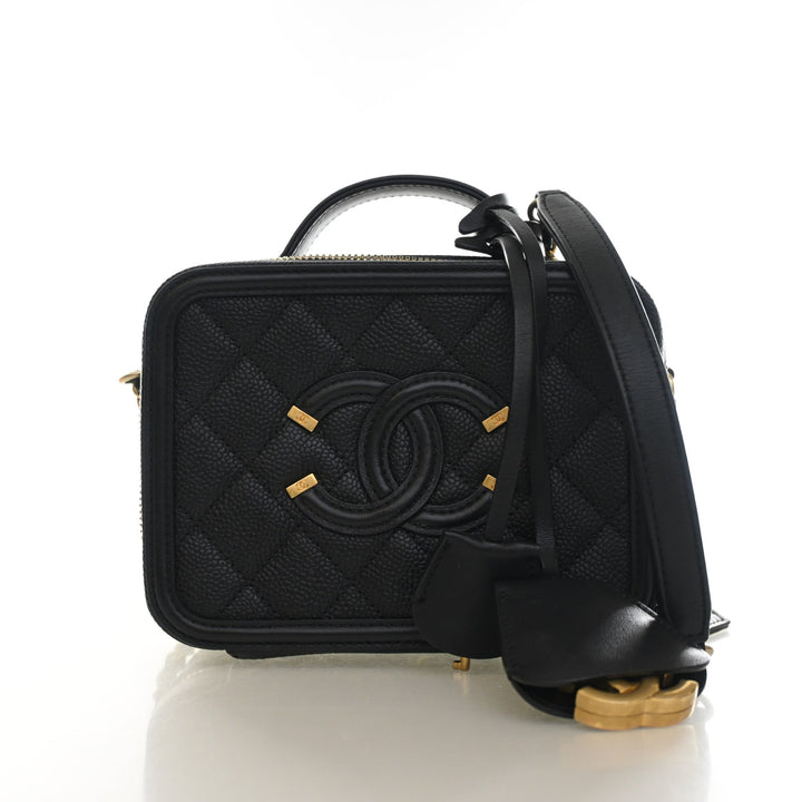 Chanel Small Caviar Filigree Vanity Case