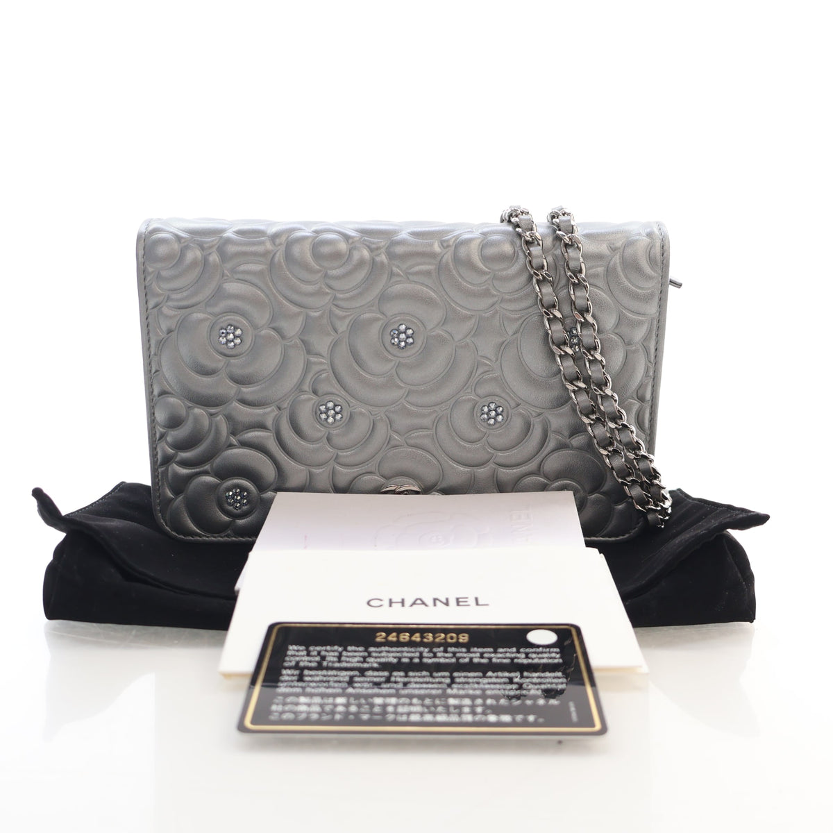 Chanel Studded Embossed Lambskin Camellia Wallet On Chain (WOC), photo 19 of 19