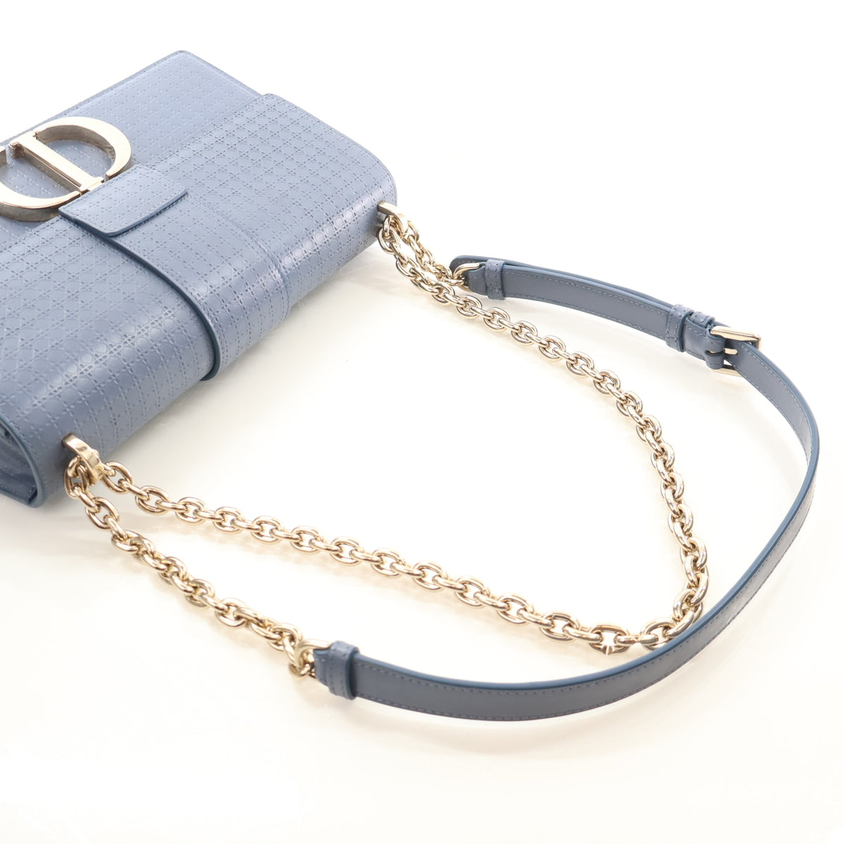 Pre-Owned Christian Dior 30 Calfskin Montgaine Flap Chain Bag, strap and chain detail