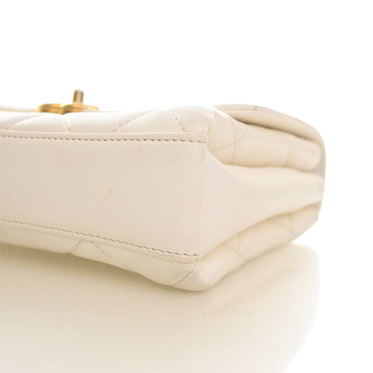 Pre-Owned Chanel Flap Bag Small Lambskin CC Crystal Logo, side profile