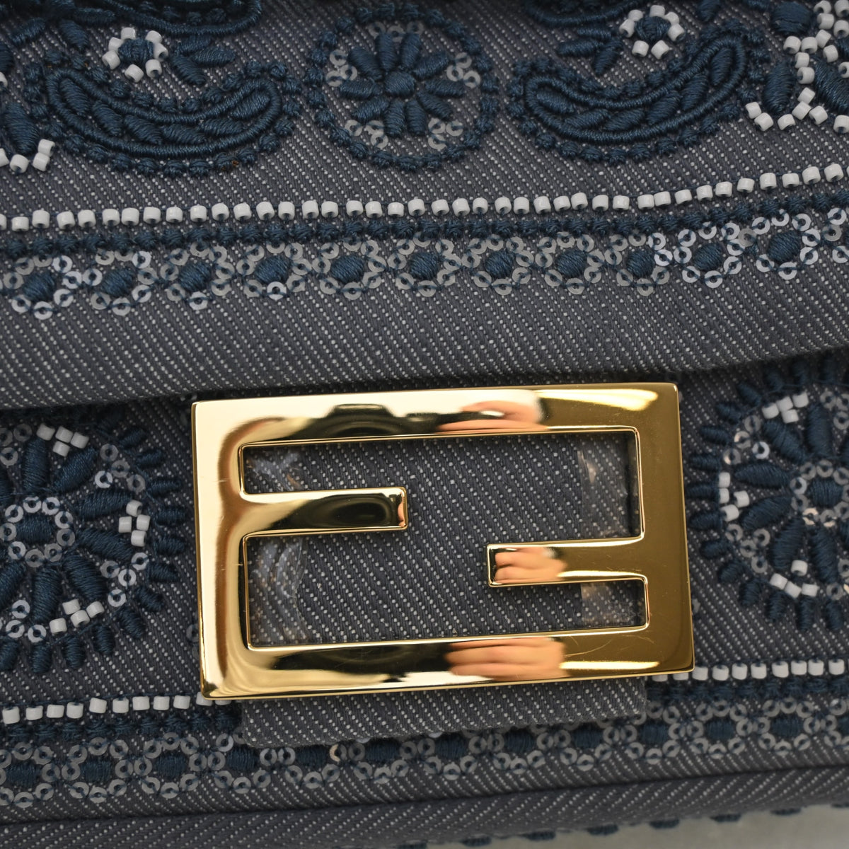 Fendi Mini Denim Coral Bandana Baguette, photo 4 of 14