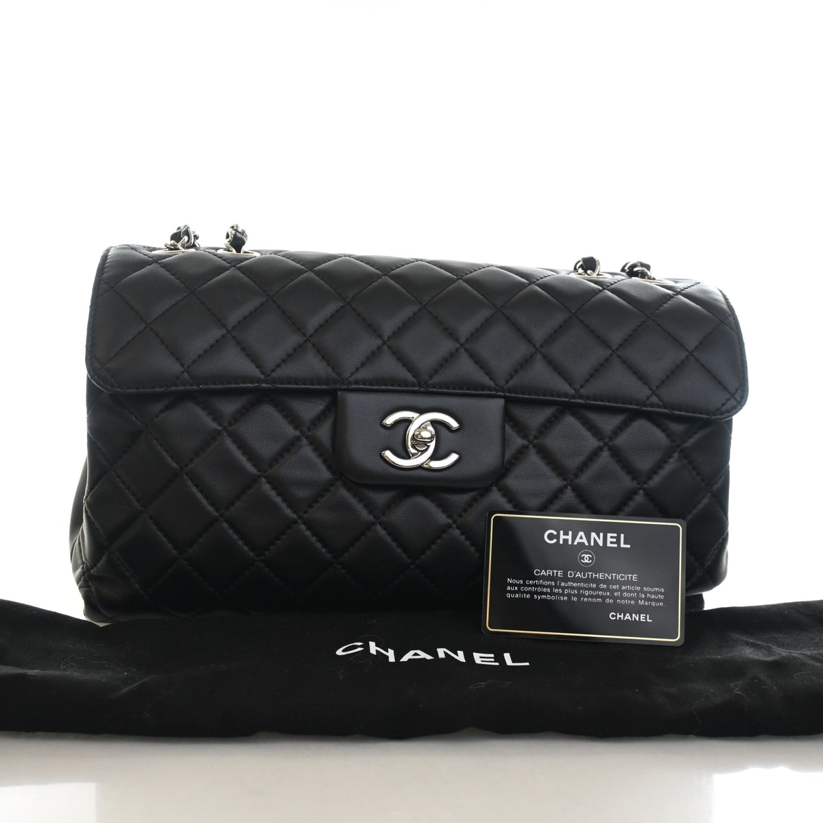 Pre-Owned Chanel Flap Bag Medium Lambskin Accordion Single, front view