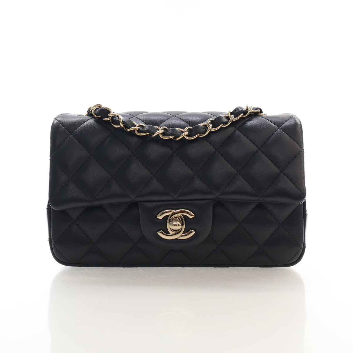 Pre-Owned Chanel Flap Bag Small Lambskin Classic Single, front view, authenticated at Luxe Du Jour