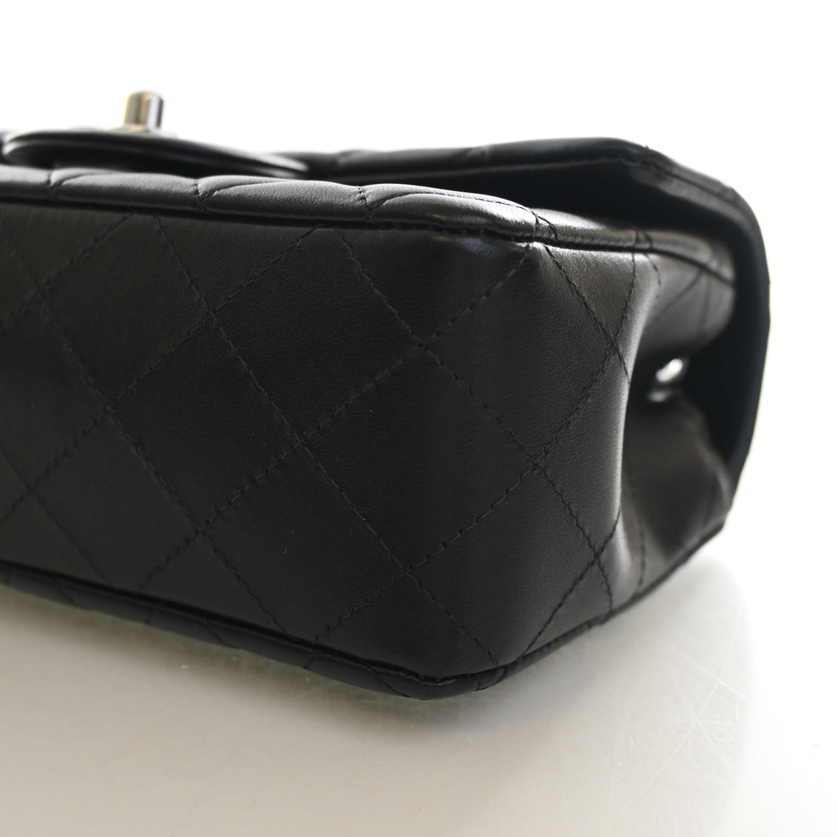 Pre-Owned Chanel Classic Flap Mini Lambskin Rectangular Bag, base and feet view, photo 8 of 14