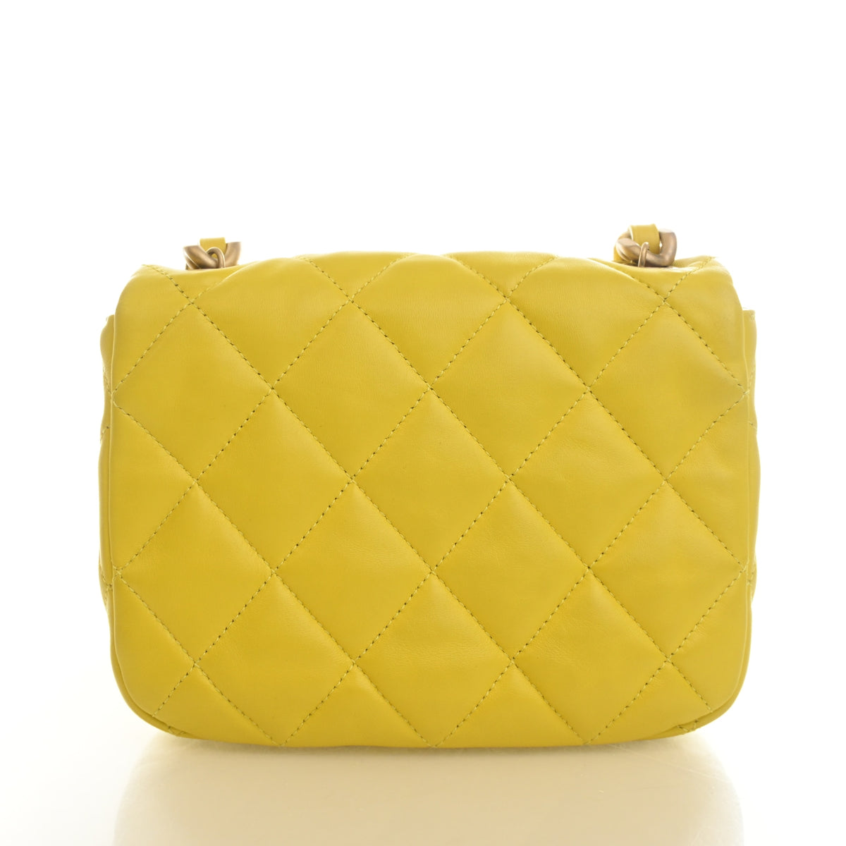 Pre-Owned Chanel Flap Bag Mini Lambskin Lacquered Chain, back view
