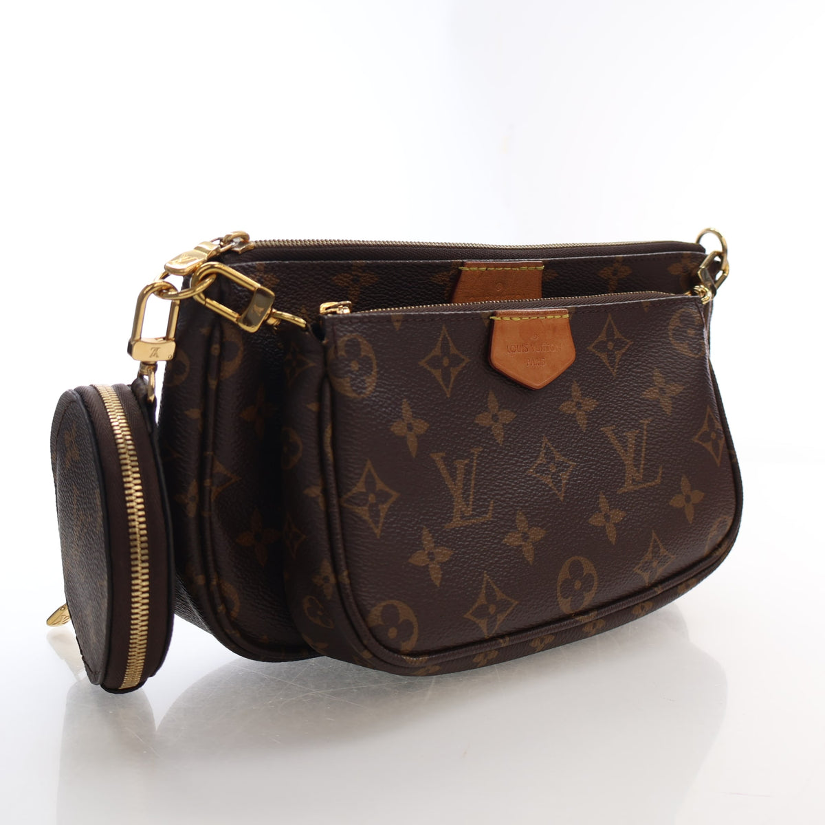 Pre-Owned Louis Vuitton Pochette Canvas Monogram Multi Bag, three-quarter view, authenticated at Luxe Du Jour