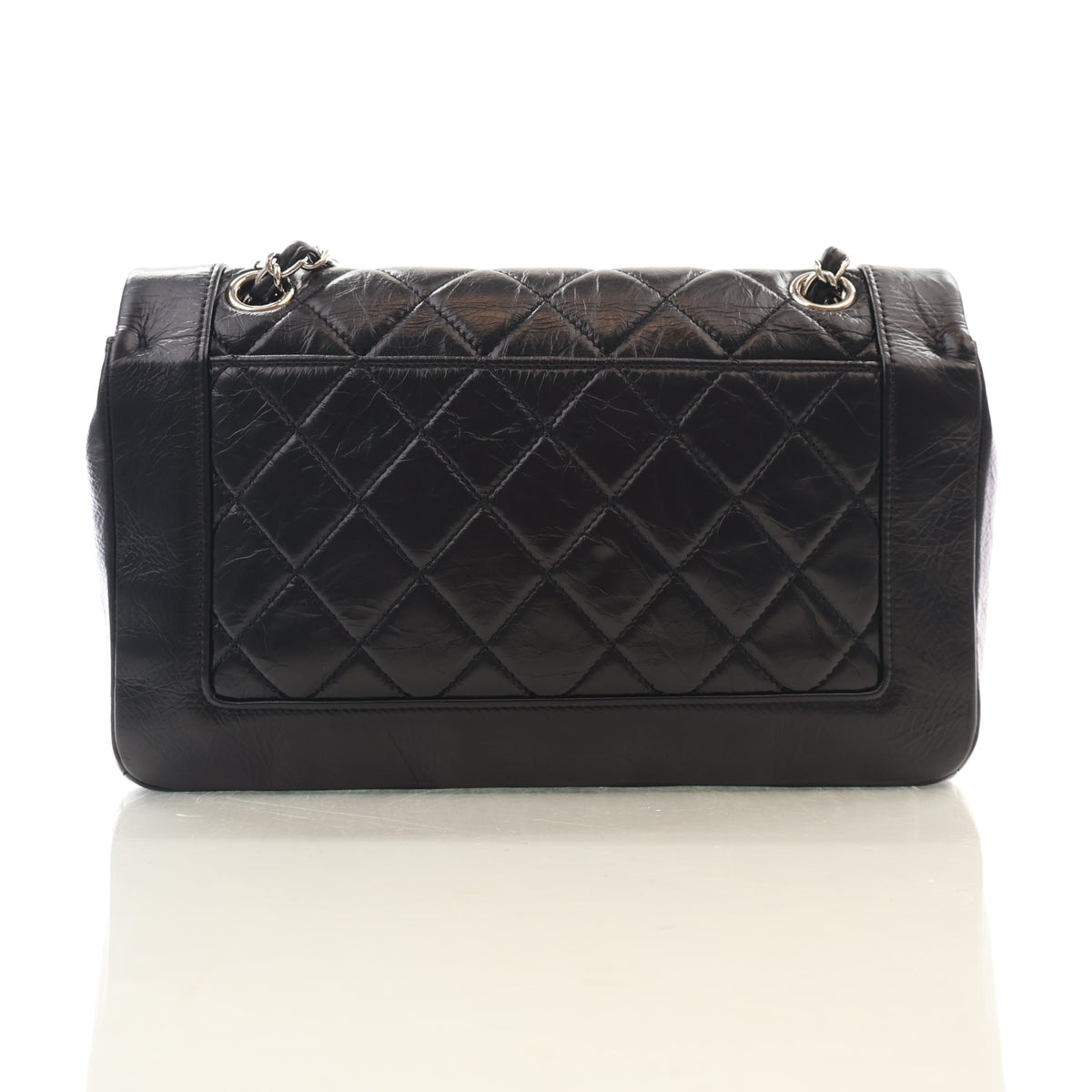 Pre-Owned Chanel Flap Bag Calfskin CC, back view