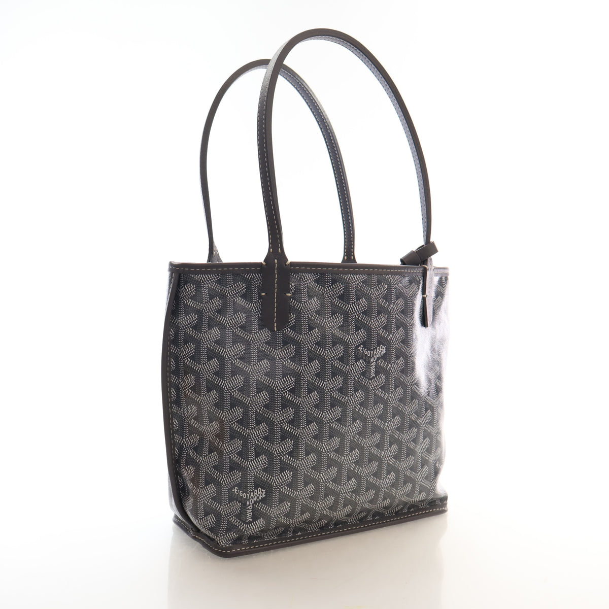 Pre-Owned Goyard Mini Goyardine Anjou, three-quarter view, authenticated at Luxe Du Jour