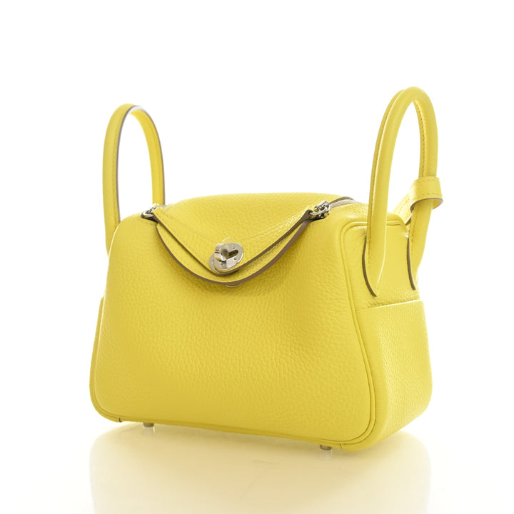 Hermes Lime Clemence Mini Lindy 20
