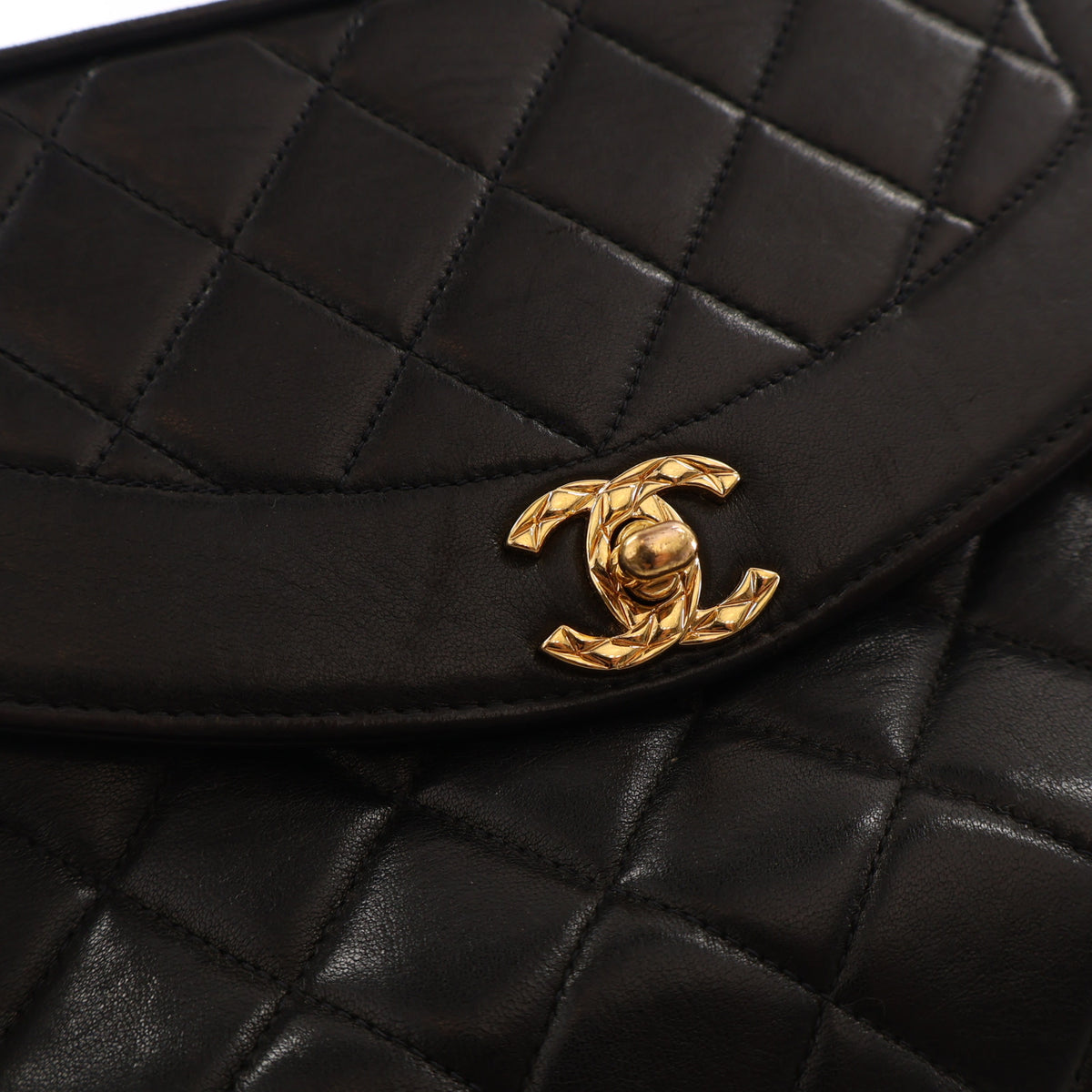 Vintage Chanel Camera Bag Small Lambskin Diana, gold embossed logo detail