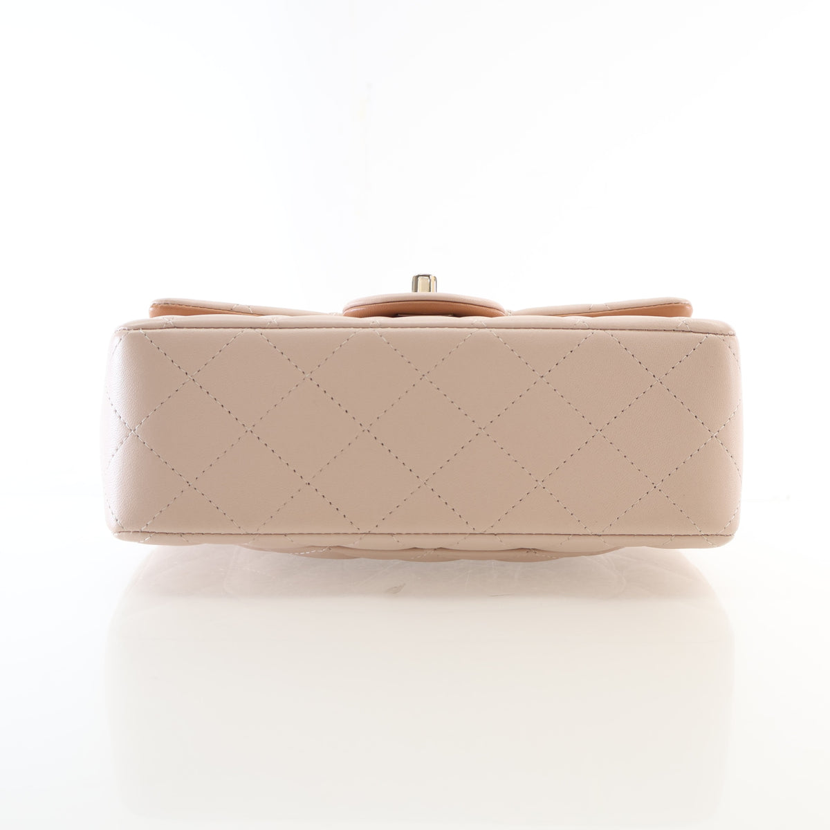 Pre-Owned Chanel Top Handle Mini Lambskin Rectangular Flap Bag, base and feet view, photo 9 of 17