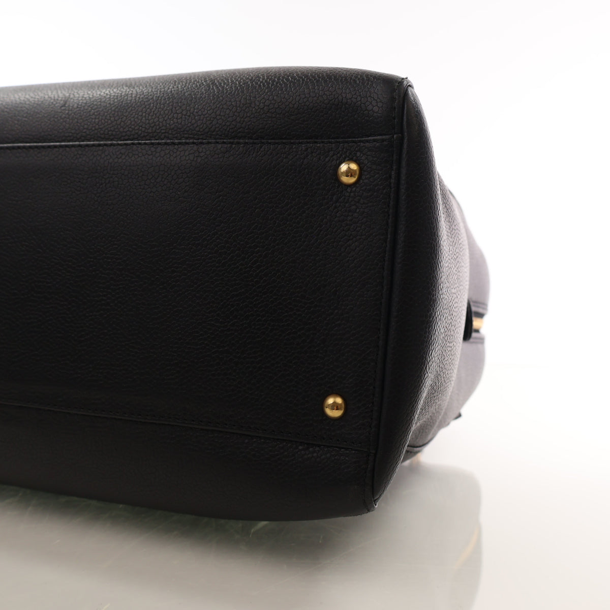Vintage Chanel Caviar Leather Bowling Bag, base and feet view, photo 8 of 16