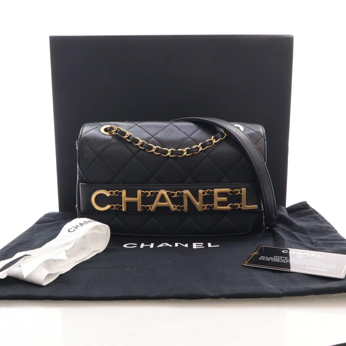 Pre-Owned Chanel Flap Bag Small Calfskin Enchained, with included accessories