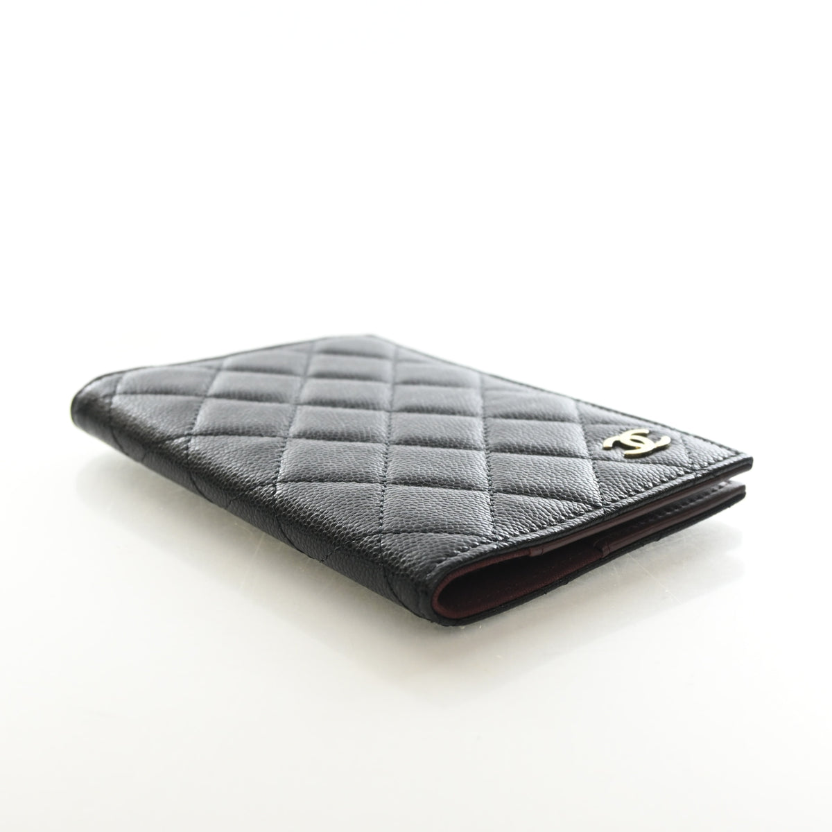 Pre-Owned Chanel Caviar Leather Classic Passport Holder, side profile