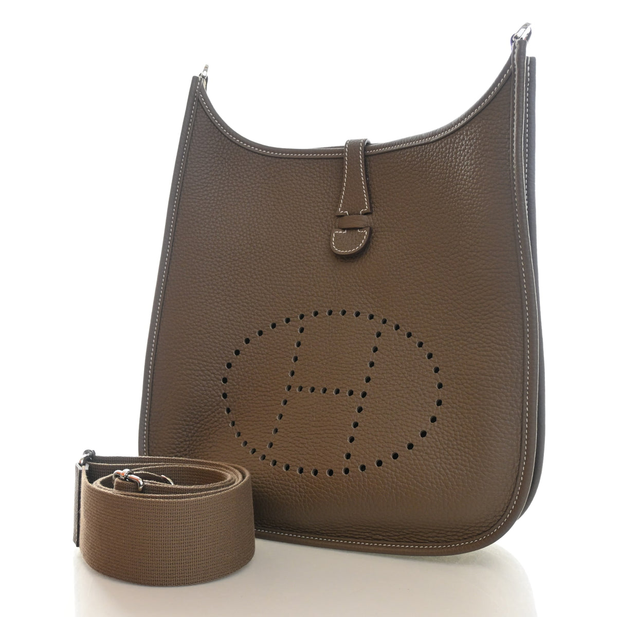 Pre-Owned Hermès Evelyne 29 Étoupe Clemence Leather III, front view, photo 3 of 13