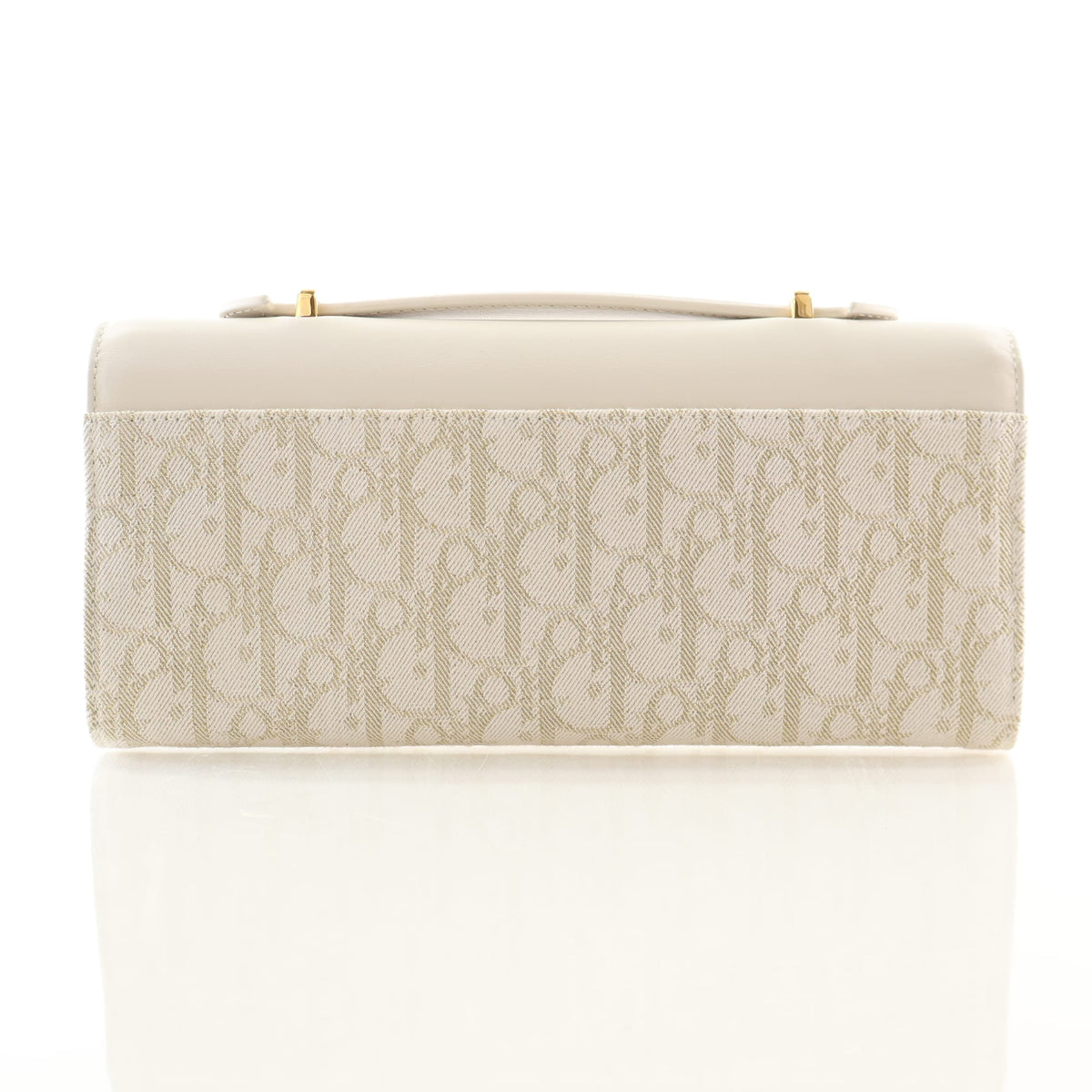 Pre-Owned Christian Dior Top Handle Medium Calfskin Oblique Canvas Miss Caro Pouch, base view