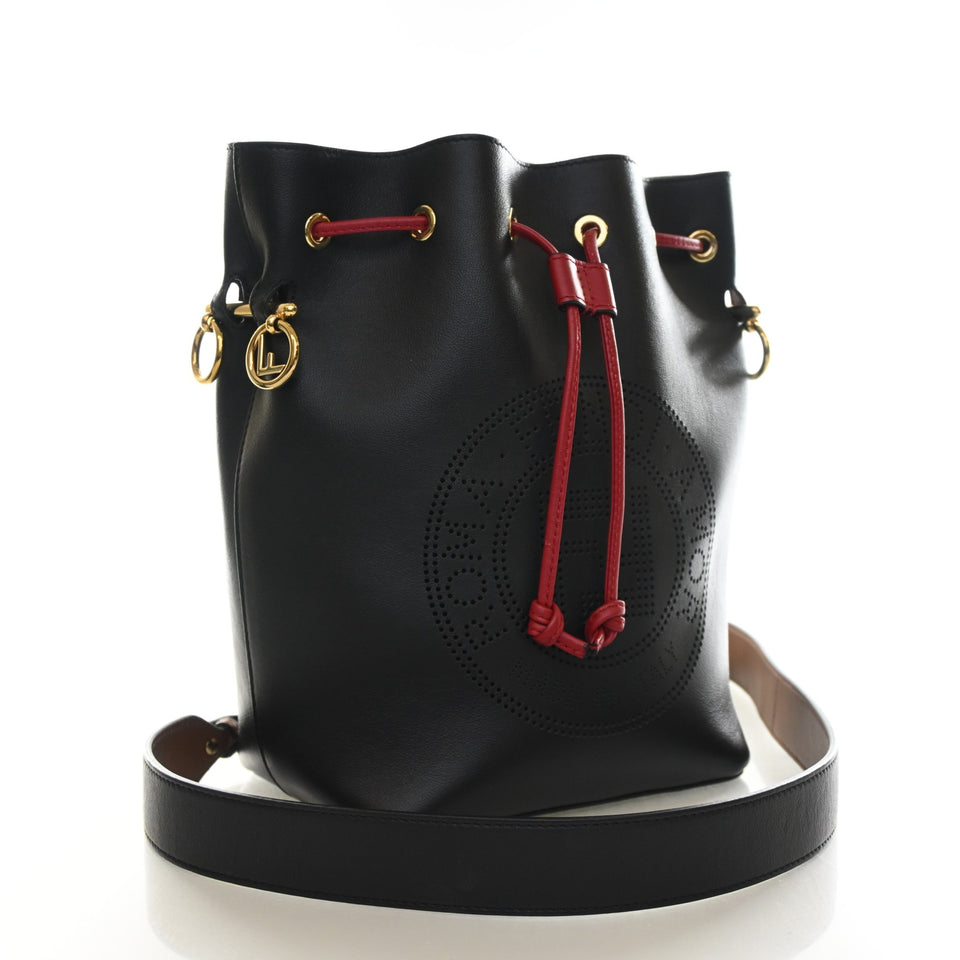 Fendi Calfskin Perforated Mon Tresor Bucket Bag