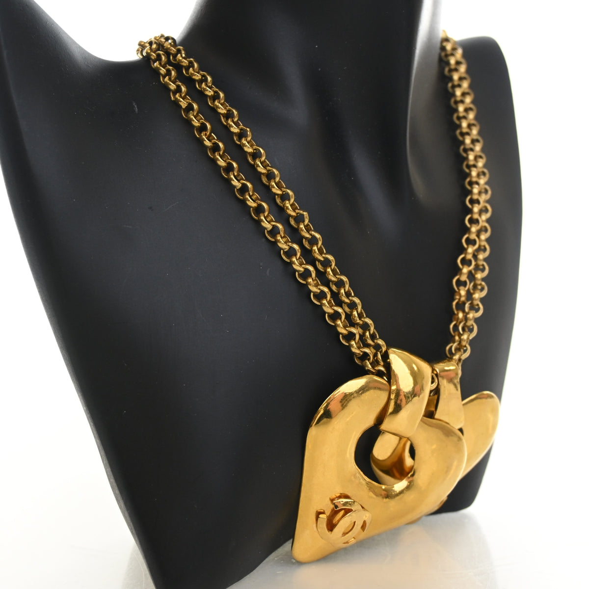Chanel Vintage CC Double Heart Necklace, photo 4 of 9
