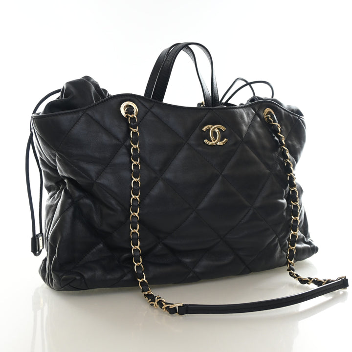 Chanel Calfskin CC Drawstring Shopping Tote