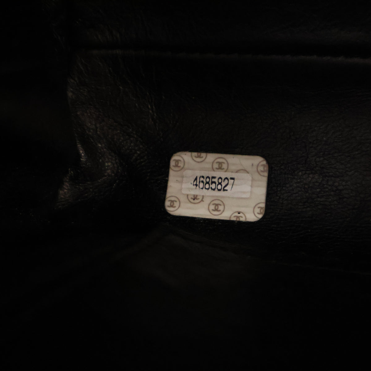 Vintage Chanel Tote Bag Large Caviar Leather Matelasse Chain, interior label and date code
