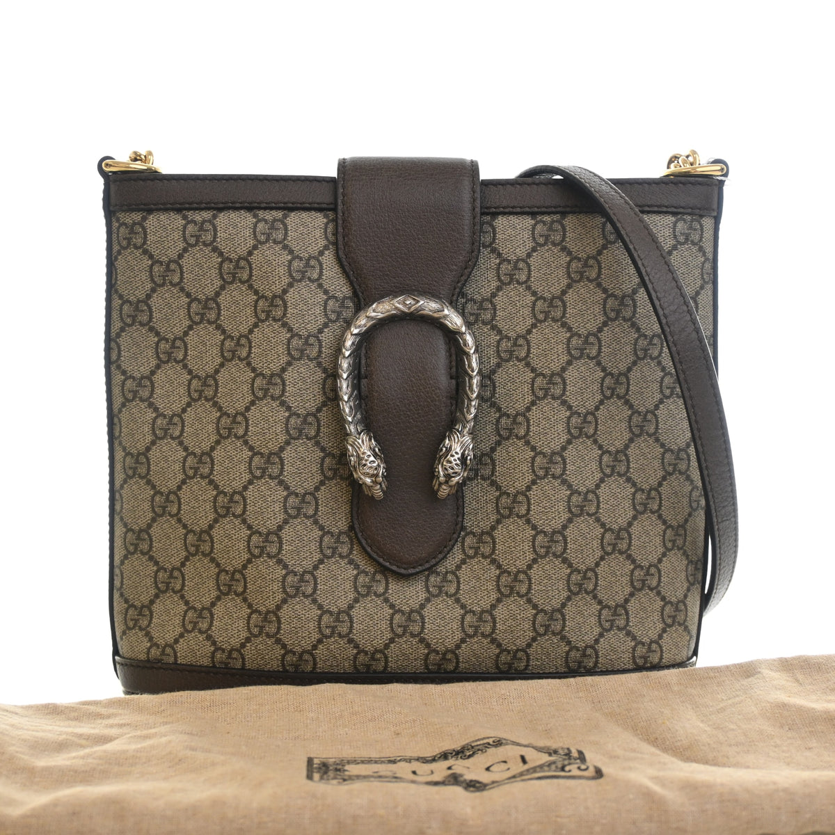 Pre-Owned Gucci Bucket Bag GG Supreme Dionysus, front view, photo 12 of 12