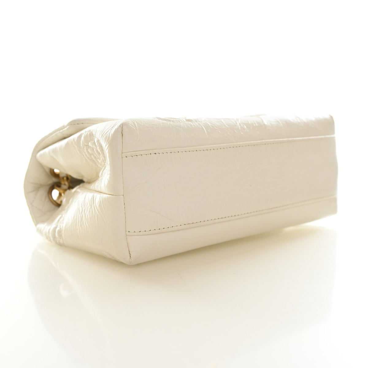 Pre-Owned Chanel Flap Bag Crumpled Calfskin Embossed, base and feet view