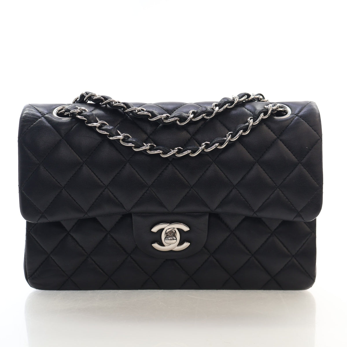 Pre-Owned Chanel Classic Double Flap Small Lambskin Bag, front view, photo 1 of 18