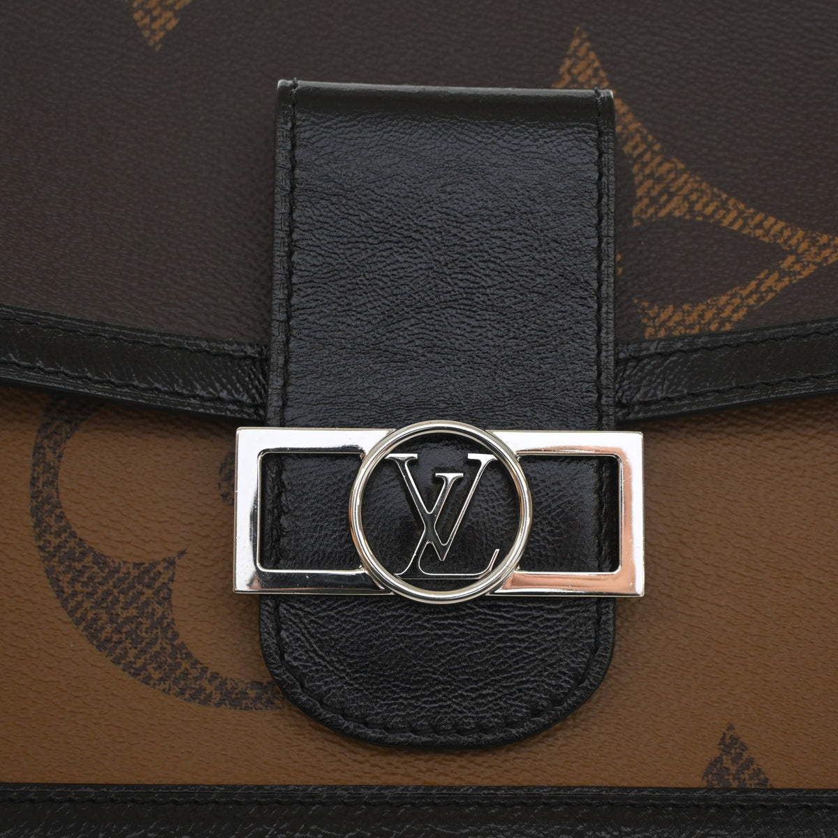 Pre-Owned Louis Vuitton Dauphine MM Reverse Giant Monogram, silver hardware close-up