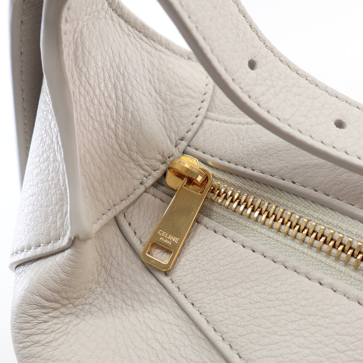 Pre-Owned Celine Medium Calfskin Romy, gold hardware close-up