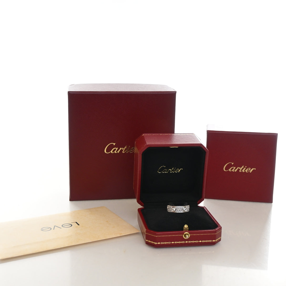 Cartier 18K White Gold Classic Model Pave Love Ring Sz 57, photo 8 of 8