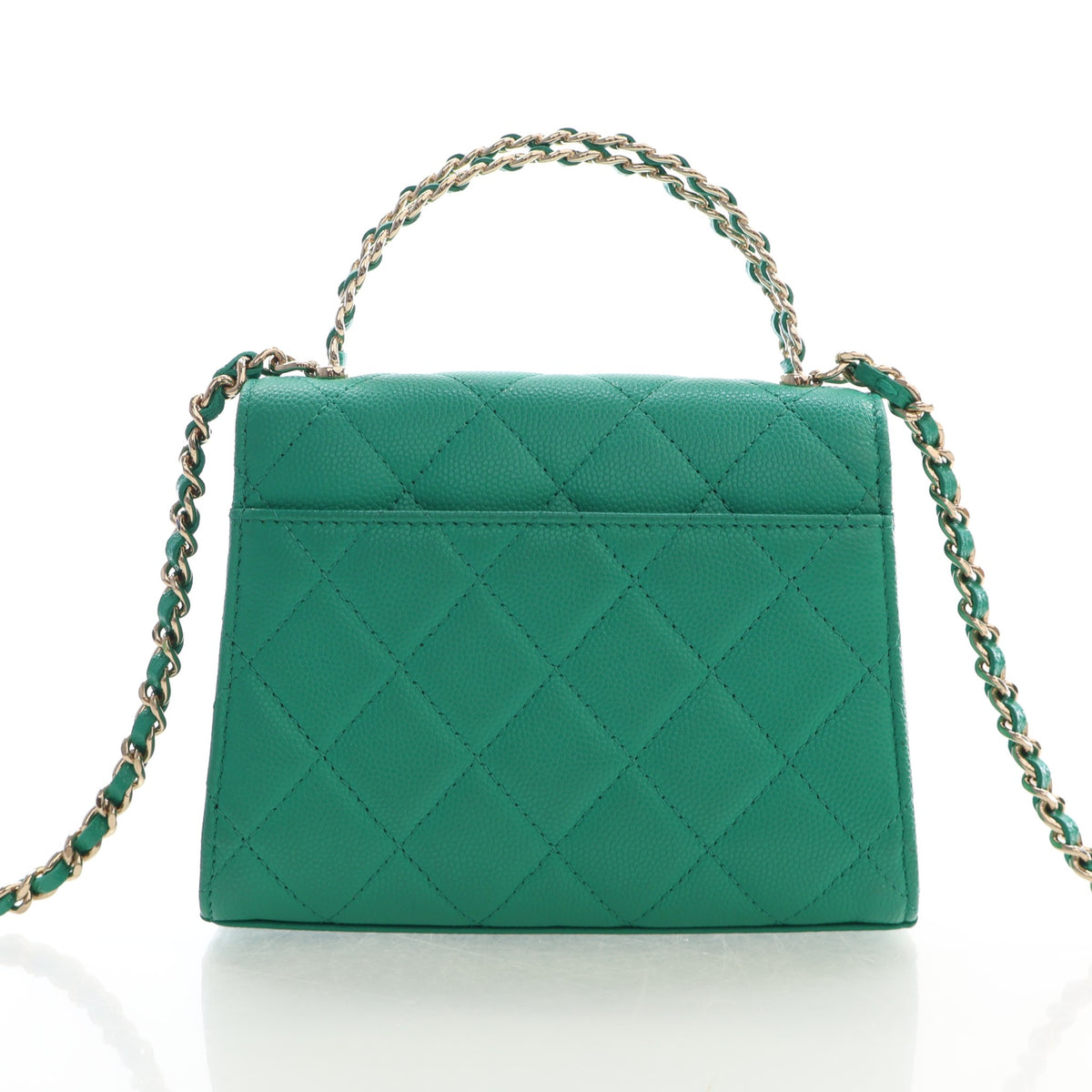 Pre-Owned Chanel Top Handle Mini Caviar Leather Flap Bag, back view
