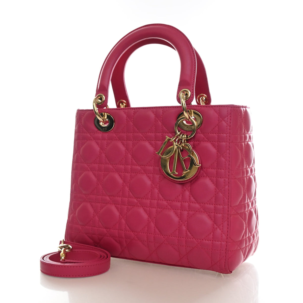 Pre-Owned Christian Dior Lady Dior Medium Lambskin, three-quarter view, photo 3 of 17