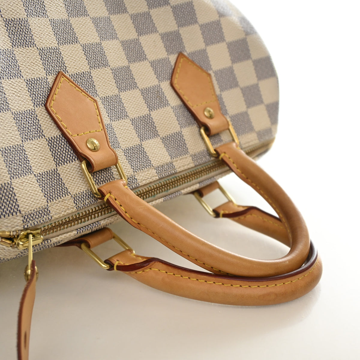 Pre-Owned Louis Vuitton Speedy 25 Damier Azur, side profile