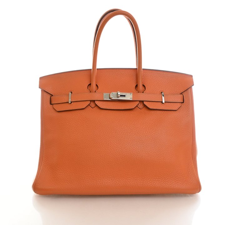 Hermes Orange H Clemence Birkin 35