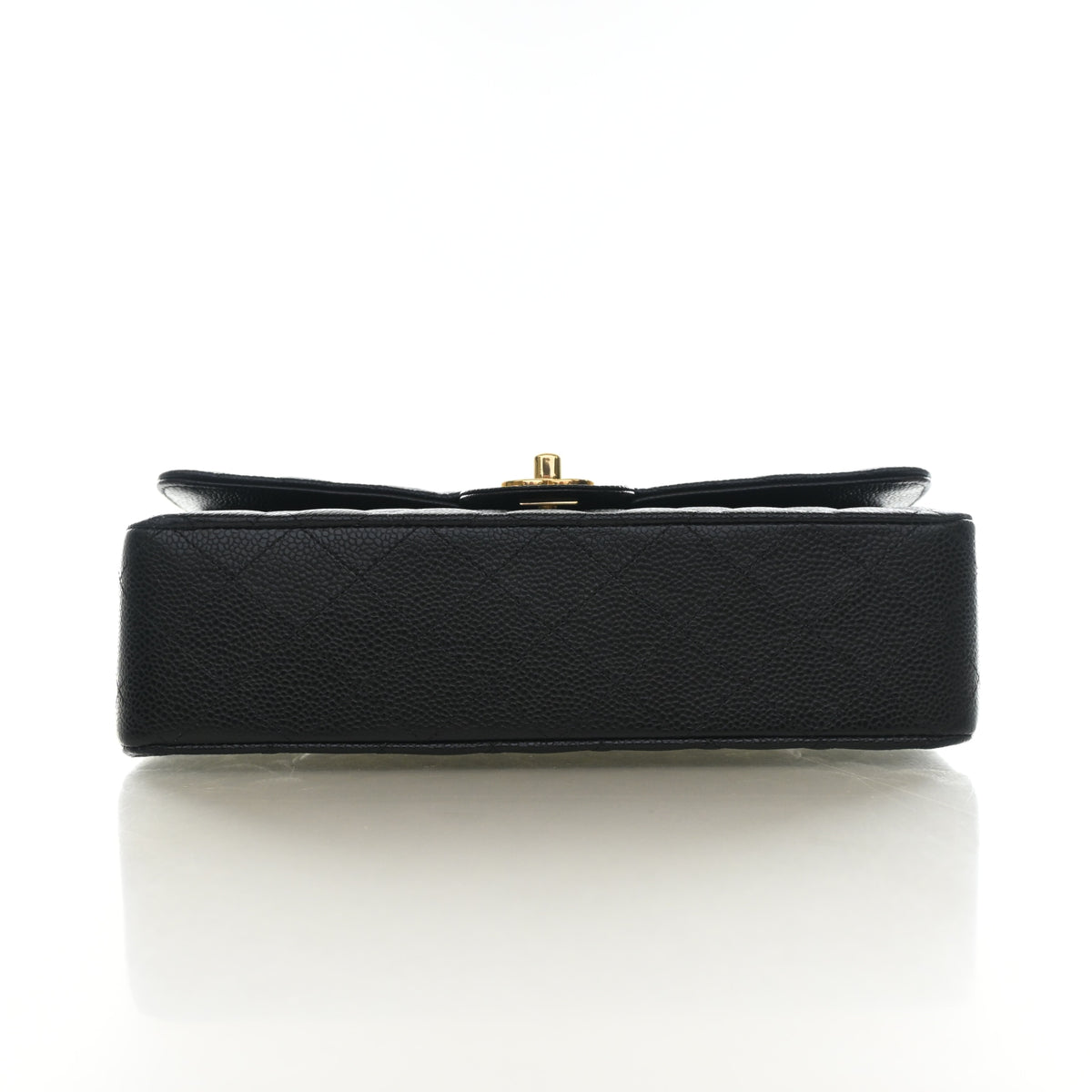 Pre-Owned Chanel Classic Double Flap Medium Caviar Leather Bag, base and feet view, photo 9 of 15