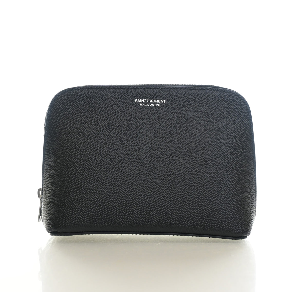 Pre-Owned Saint Laurent Calfskin Cosmetic Pouch, front view, authenticated at Luxe Du Jour