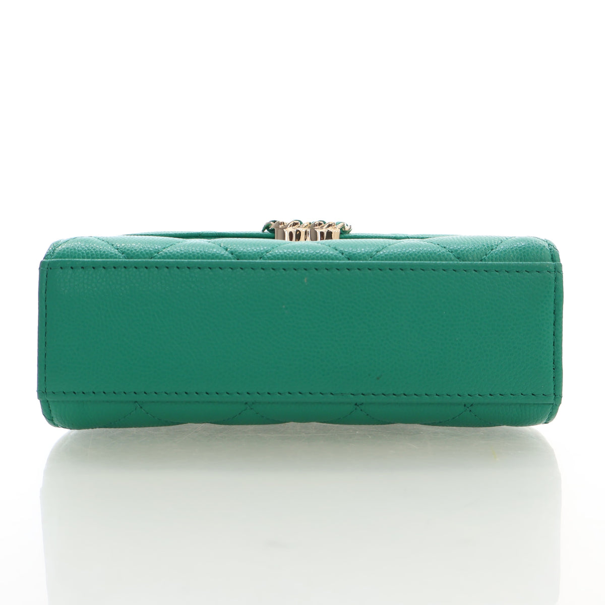 Pre-Owned Chanel Top Handle Mini Caviar Leather Flap Bag, base and feet view, photo 9 of 17