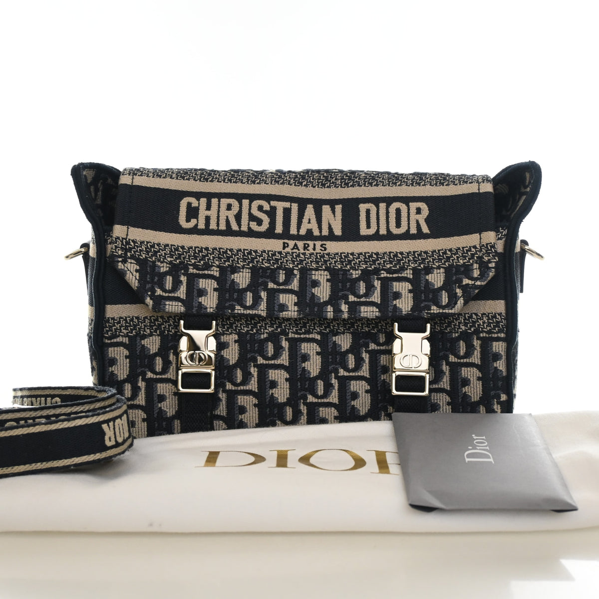 Pre-Owned Christian Dior Small Oblique Diorcamp Bag, flat lay, photo 12 of 12