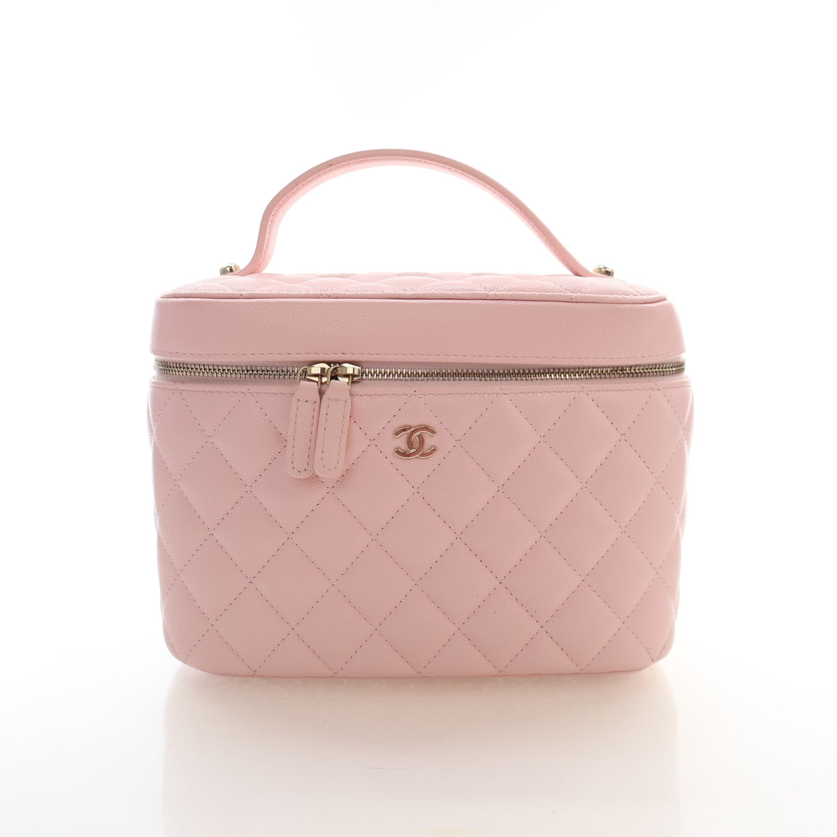 Pre-Owned Chanel Vanity Case Large Caviar Leather, front view, authenticated at Luxe Du Jour