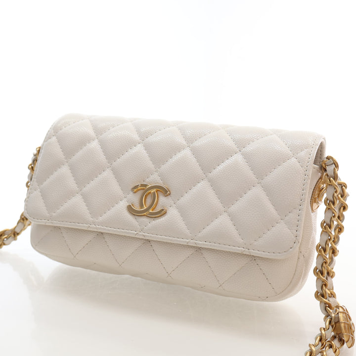 Chanel Small Caviar Twist Your Buttons Flap Clutch with Chain Bag