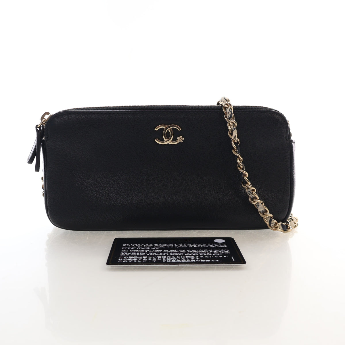 Pre-Owned Chanel Wallet On Chain Calfskin Double Zip WOC, front view, photo 18 of 18