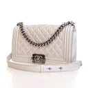 Chanel Medium Silver Lambsk...
